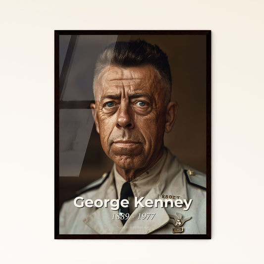 Captivating Portrait of General George Kenney: WWII Air Commander - Timeless Monochrome Art for Home Decor & Gifting