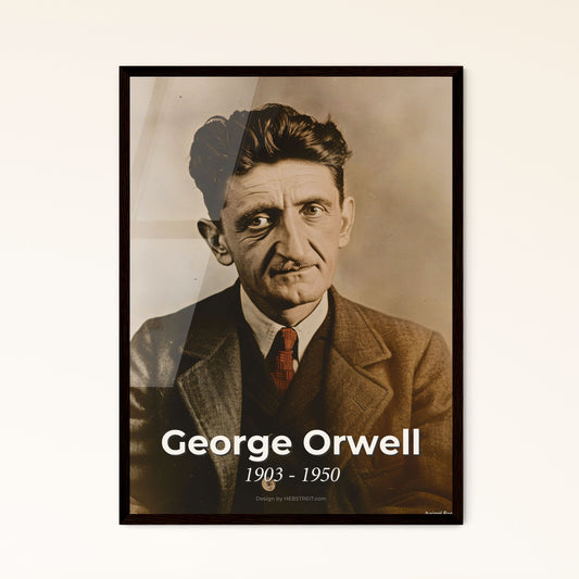 Timeless Portrait of George Orwell: A Masterful Tribute in Monochrome, Perfect for Home Decor and Meaningful Gifts