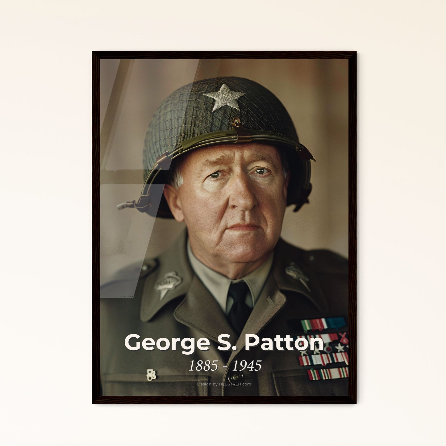 Captivating Portrait of General George S. Patton: Legendary WWII Leader in Stunning Monochrome, Perfect for Home Decor Gifts