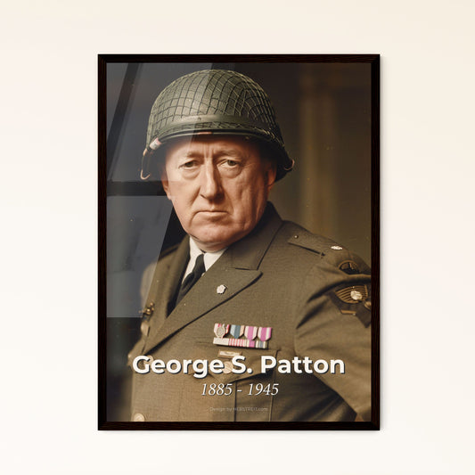 Heroic Legacy: George S. Patton Portrait – Cinematic Print for Home Décor, Framed or Aluminum Finish, Capturing Optimism & Leadership