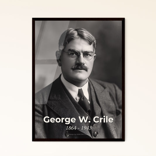 Timeless Portrait of George W. Crile: Visionary Surgeon & Cleveland Clinic Co-Founder in High-Quality Monochromatic Art Print