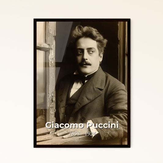 Stunning Giacomo Puccini Portrait: Timeless Opera Legend in Monochromatic Elegance - Perfect for Home Decor & Gifting