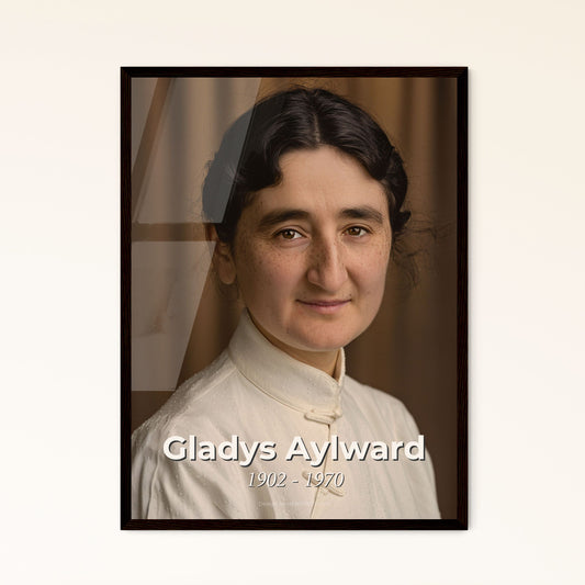 Timeless Portrait of Gladys Aylward: Inspirational Missionary to China, Capturing Her Compassionate Spirit in Stunning Monochrome Art