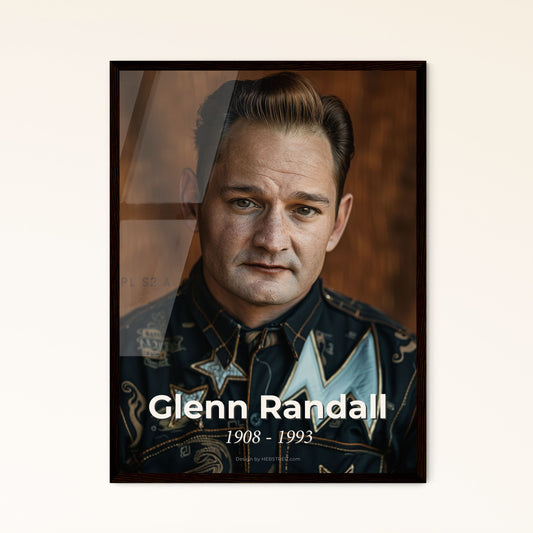 Glenn Randall: Iconic Stuntman & Horse Trainer - Timeless Portrait in Sepia Elegance, Perfect for Home Decor & Gifting.