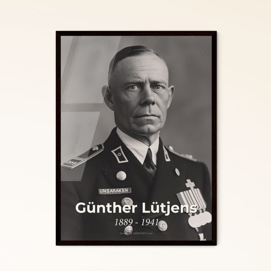 Timeless Legacy: Admired Admiral Günther Lütjens Portrait - Ultra-Realistic Art Print for Home Decor in Elegant Frame Options