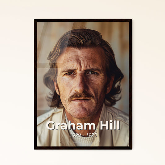 Graham Hill: The Legendary Two-Time F1 Champion - Ultra-Realistic Portrait Print for Enthusiasts & Stylish Home Decor