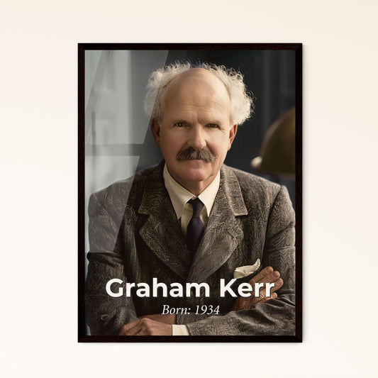 Iconic Culinary Pioneer: Graham Kerr, The Galloping Gourmet - Timeless Portrait in Monochrome Elegance for Your Home Decor.