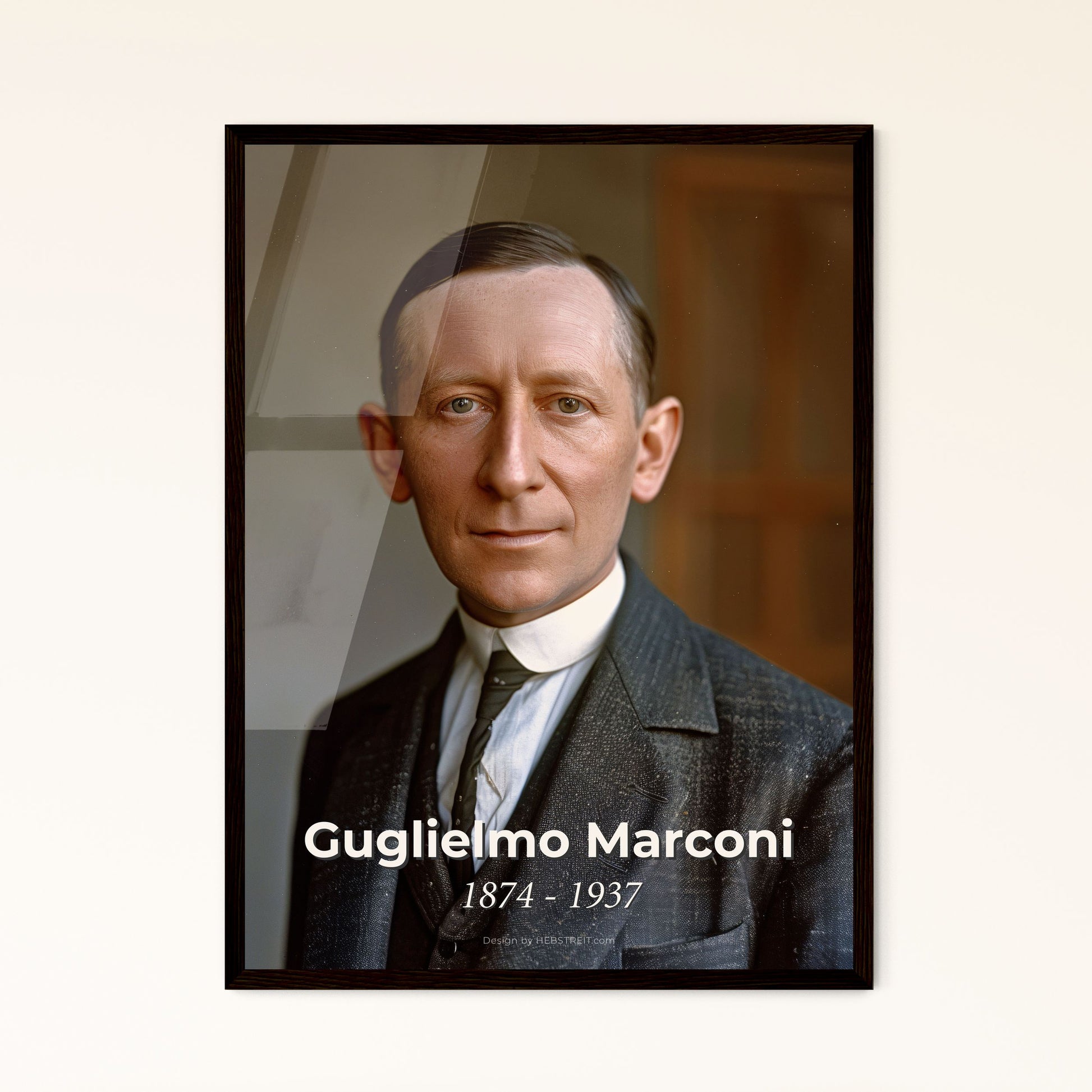 Timeless Legacy: Guglielmo Marconi - Pioneering Radio Innovator Portrait in Artistic Sepia Monochrome Print for Home Decor