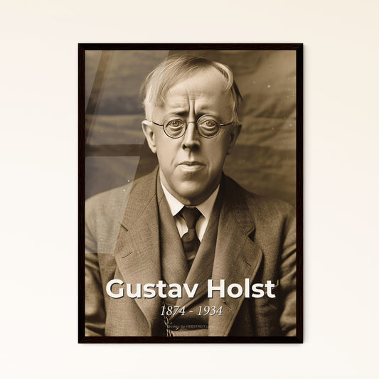Gustav Holst: Timeless Portrait of the Visionary British Composer – The Planets' Legacy on a Rustic, Sepia-Toned Canvas