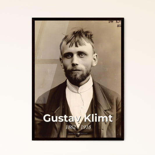 Stunning Gustav Klimt-Inspired Portrait: Monochrome Elegance for Home Decor, Gift, or Collectible - Cinematic High-Quality Print