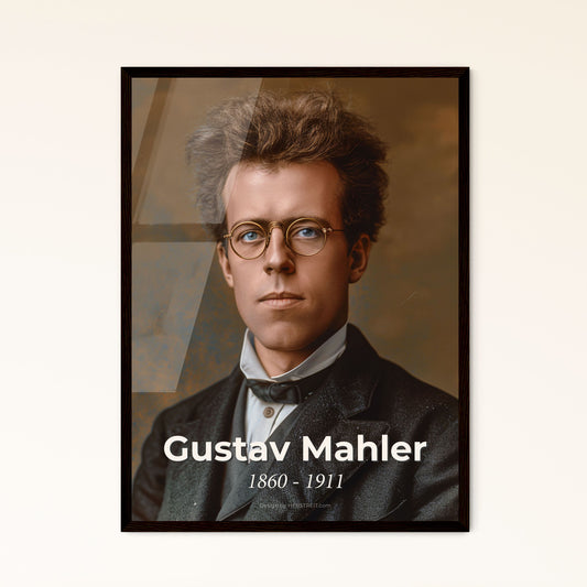 Timeless Tribute to Gustav Mahler: Iconic Portrait on Rustic Background - Monochromatic Art Print for Home Decor & Gifting