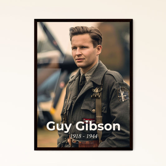 Guy Gibson: Dambusters Hero - Limited Edition Print with Sepia Touch, RAF Legacy Portrait for Timeless Home Décor.