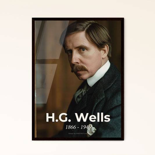Timeless Portrait of H.G. Wells: Iconic British Sci-Fi Pioneer - High-Quality Print, Framed or Aluminum Finished for Elegant Home Decor