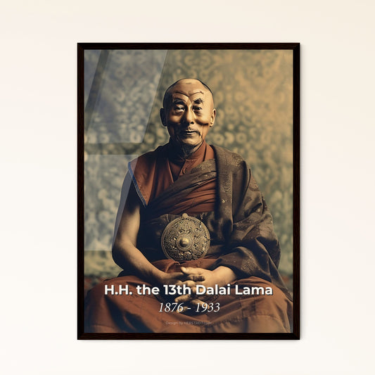 Serene Wisdom: H.H. the 13th Dalai Lama Portrait - Timeless Spiritual Leader of Tibet in Authentic Cinematic Elegance