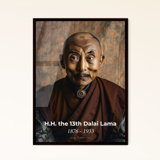 Timeless Wisdom: H.H. the 13th Dalai Lama - A Stunning Ultrarealistic Portrait for Home Decor & Inspired Gifting