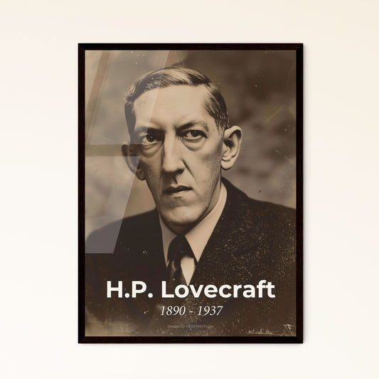 Timeless Portrait of H.P. Lovecraft: A Master of Weird Fiction - Vintage-Inspired Art for Home Decor & Collectors