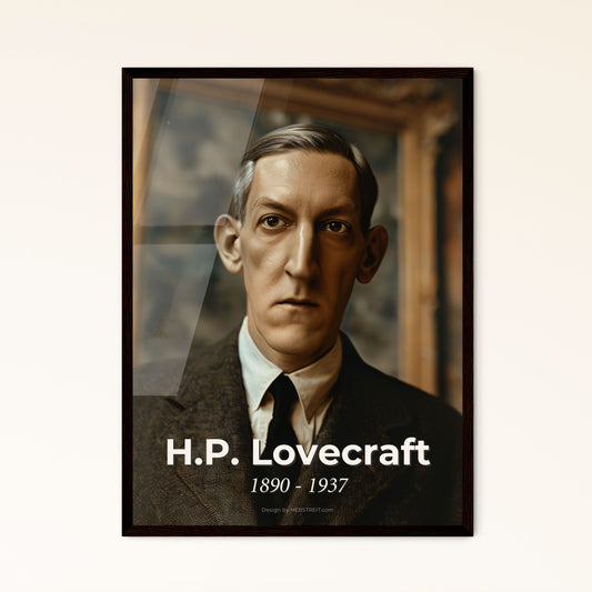 Timeless Portrait of H.P. Lovecraft: Master of Weird Fiction - Exquisite Art Print for Home Decor & Unique Gift - Ultrarealistic!