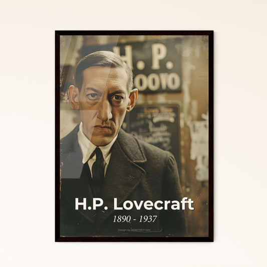 Timeless Portrait of H.P. Lovecraft: Pioneer of Cosmic Horror, Ultrarealistic Art for Home Décor – Gift or Framed Elegance