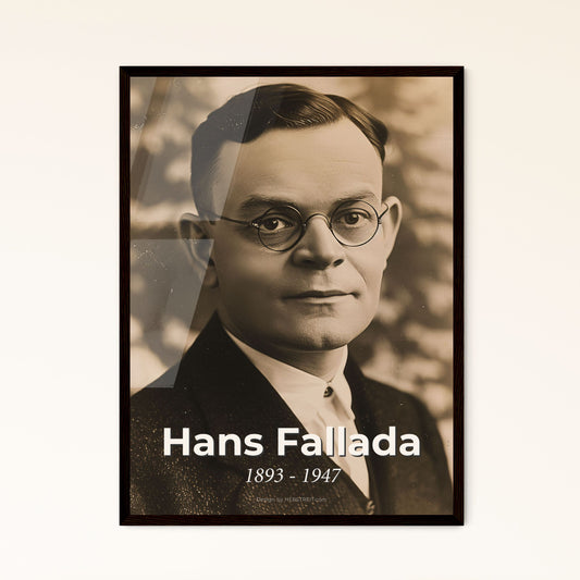 Timeless Portrait of Hans Fallada: A Captivating Tribute to Weimar Germany's Literary Icon – Premium Art Print & Framed Options