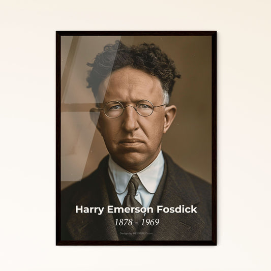 Timeless Portrait of Harry Emerson Fosdick: Iconic American Pastor & Author, Captured in Ultra-Realistic Monochrome Art