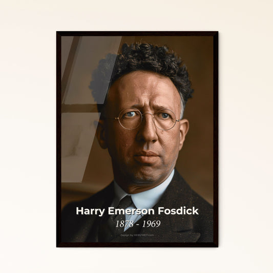 Timeless Portrait of Harry Emerson Fosdick: Iconic Liberal Minister in Monochrome – Elevate Your Space with this Inspiring Art