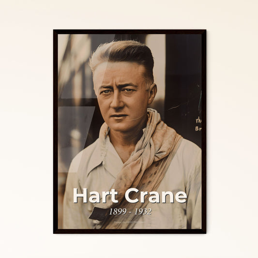 Timeless Portrait of Hart Crane: Modernist Poet, Captured in High-Contrast Monochrome with a Touch of Sepia - Perfect for Home Decor!