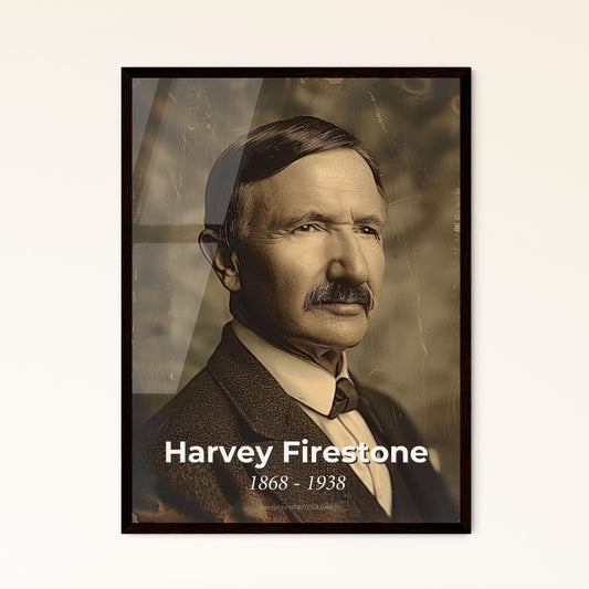 Timeless Tribute to Harvey Firestone: Iconic Portrait of an Automotive Pioneer in Stunning Monochrome Art for Elegant Spaces