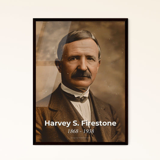 Harvey S. Firestone: Visionary Industrialist - Iconic Portrait in Monochrome with Cinematic Depth & Timeless Elegance for Your Home