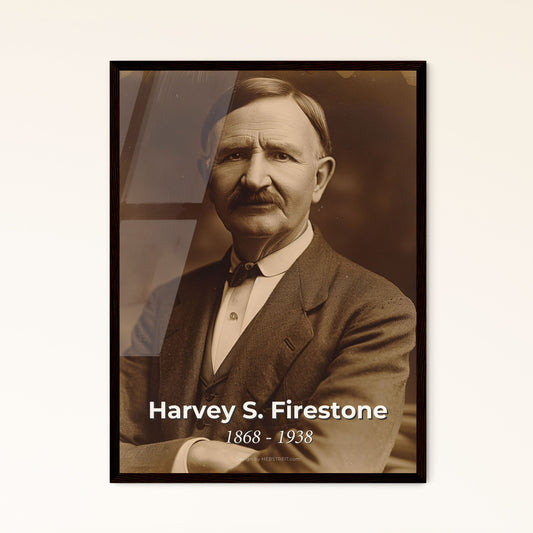 Timeless Legacy: Harvey S. Firestone Portrait - Iconic American Industrialist in Cinematic Monochrome for Stylish Home Decor