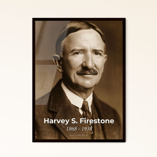 Timeless Portrait of Harvey S. Firestone: Iconic Innovator in Tire Manufacturing - Elevate Your Space with Artful Elegance 