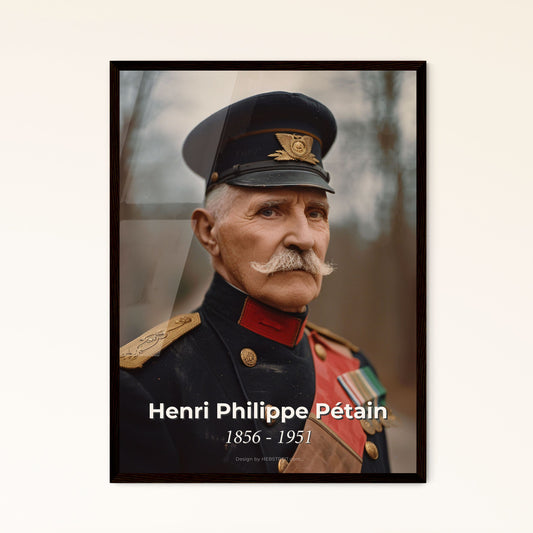 Henri Philippe Pétain: A Cinematic Tribute - Verdun Hero & Vichy Leader, Captured in High-Contrast Sepia Print for Elegant Decor