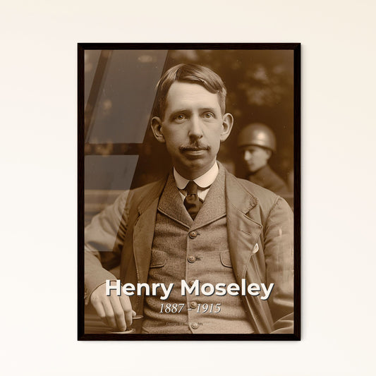 Timeless Elegance: Moseley’s Legacy - Stunning High-Contrast Portrait of the Visionary Physicist in Rustic Sepia Hue