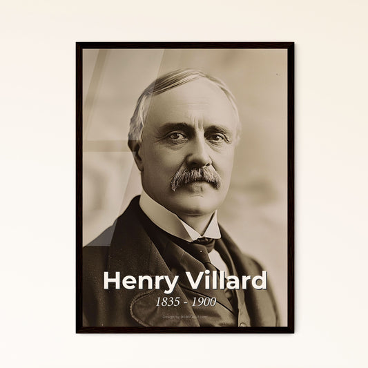 Henry Villard: Visionary Railway Financier - Elegant Studio Portrait in Monochrome with Sepia Accents for Timeless Decor