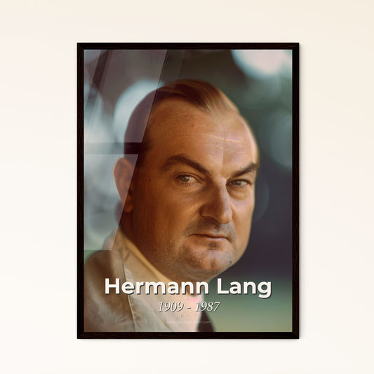 Hermann Lang: Legendary German Grand Prix Driver - Stunning Ultra-Realistic Portrait on Rustic Background, Perfect for Home Decor