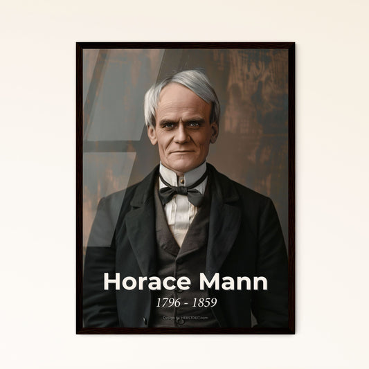 Timeless Portrait of Horace Mann: Visionary Educator & Advocate for Reform - High-Quality Art Print in Rustic Monochrome