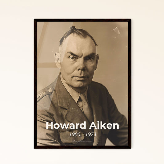 Timeless Tribute to Howard Aiken: Pioneering American Computer Scientist - Stunning Monochrome Art Print for Home Decor