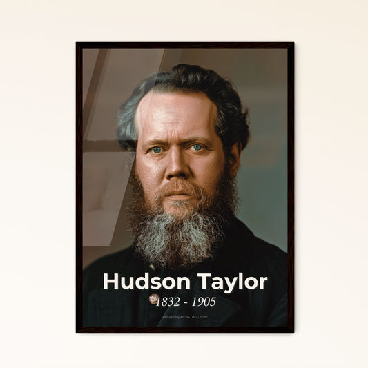 Masterful Tribute to Hudson Taylor: Iconic Portrait of a Visionary Missionary in Timeless Monochrome, Perfect for Home Decor & Gifts