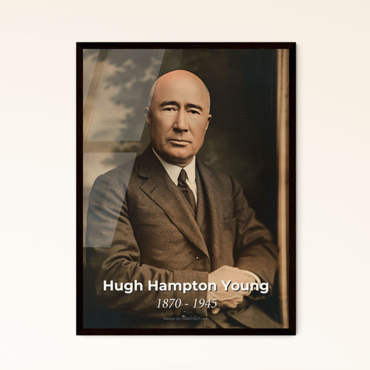 Master of Medicine: Hugh Hampton Young, Father of American Urology - Authentic Portrait on Rustic Background, Framed Art Print