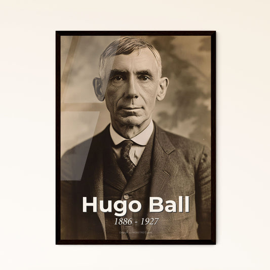 Timeless Portrait of Hugo Ball: Dada Co-Founder & Avant-Garde Icon - Stunning Monochromatic Art for Elegant Home Decor