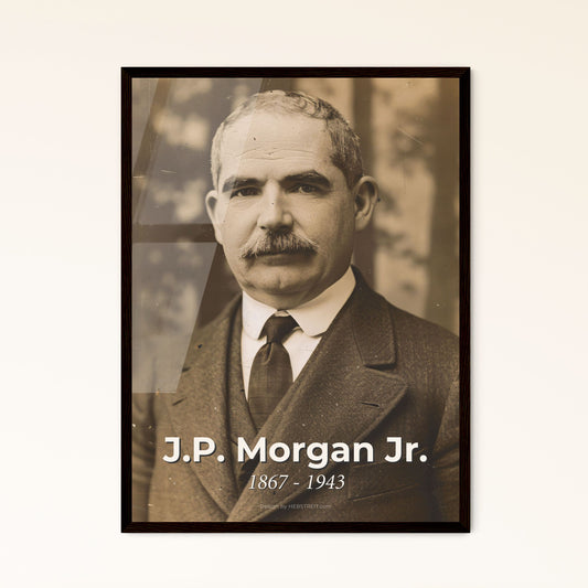 Timeless Portrait of J.P. Morgan Jr. - Iconic American Banker, 1867-1943 - Elegant Monochrome Art for Luxurious Home Décor