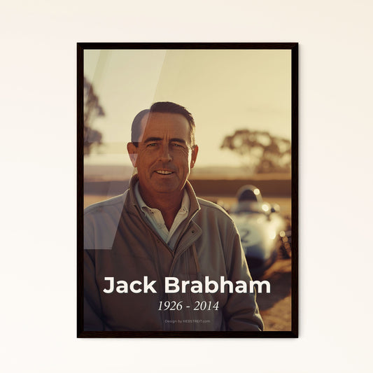 Jack Brabham: Iconic Three-Time F1 Champion - Timeless Monochrome Tribute Print for Home Decor, Gift, or Collection