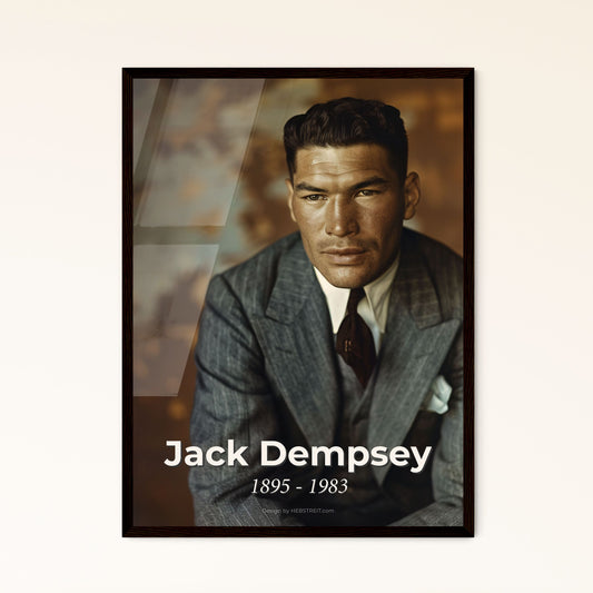 Vintage Cinematic Portrait of Jack Dempsey: Iconic American Champion 1919-1926 – Timeless Art for Stylish Home Decor