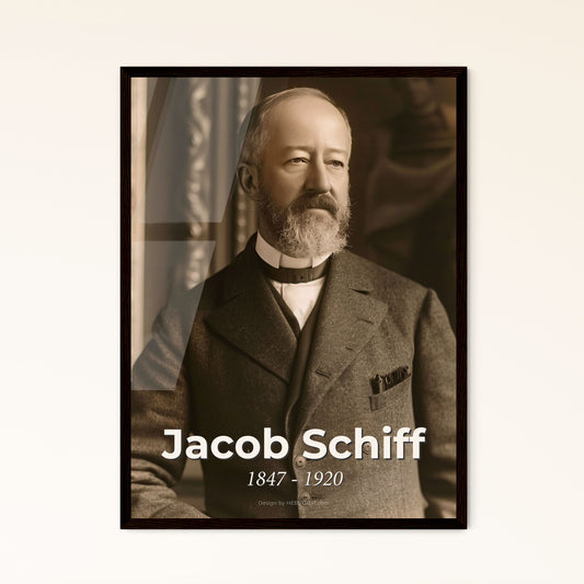 Elegant Portrait of Jacob Schiff: Iconic German-American Banker - Timeless Black & White Art for Gift or Stunning Home Decor