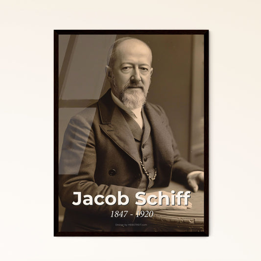 Masterful Portrait of Jacob Schiff: Iconic German-American Banker in Vintage Cinematic Style – Perfect for Home Decor & Gifting!