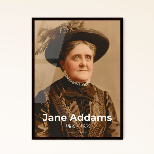 Timeless Tribute: Jane Addams Portrait - Iconic Social Reformer, Women's Suffrage Advocate, & Peace Visionary in Elegant Monochrome