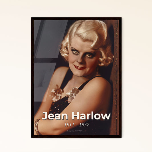 Timeless Elegance: Jean Harlow, the Iconic Blonde Bombshell of Early Hollywood - Stunning Monochrome Portrait in Rustic Charm