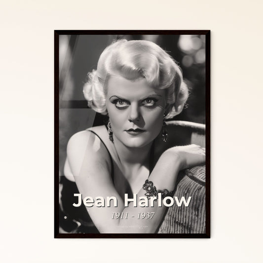 Timeless Elegance: Jean Harlow, The Blonde Bombshell of Hollywood - Monochromatic Portrait with Sepia Tones & Rustic Charm