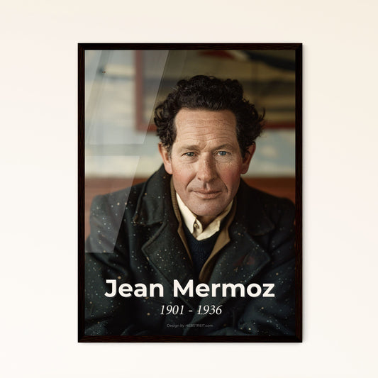 Timeless Tribute: Jean Mermoz, Pioneer Aviator - Captivating Cinematic Portrait in Sepia, Perfect for Home Decor & Gifting