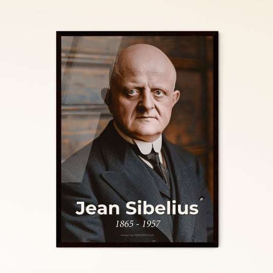 Timeless Portrait of Jean Sibelius: Celebrated Finnish Composer - Ultra-Realistic Art Print in Elegant Monochrome & Sepia