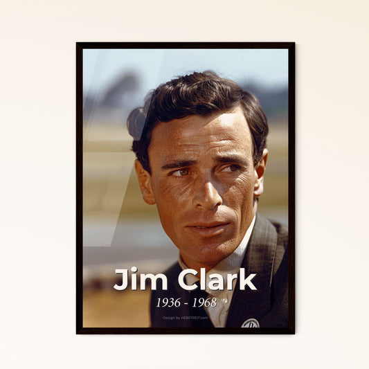 Jim Clark: Iconic Two-Time F1 World Champion - Timeless Ultra-Realistic Portrait for Home Decor in Stunning High-Quality Finish